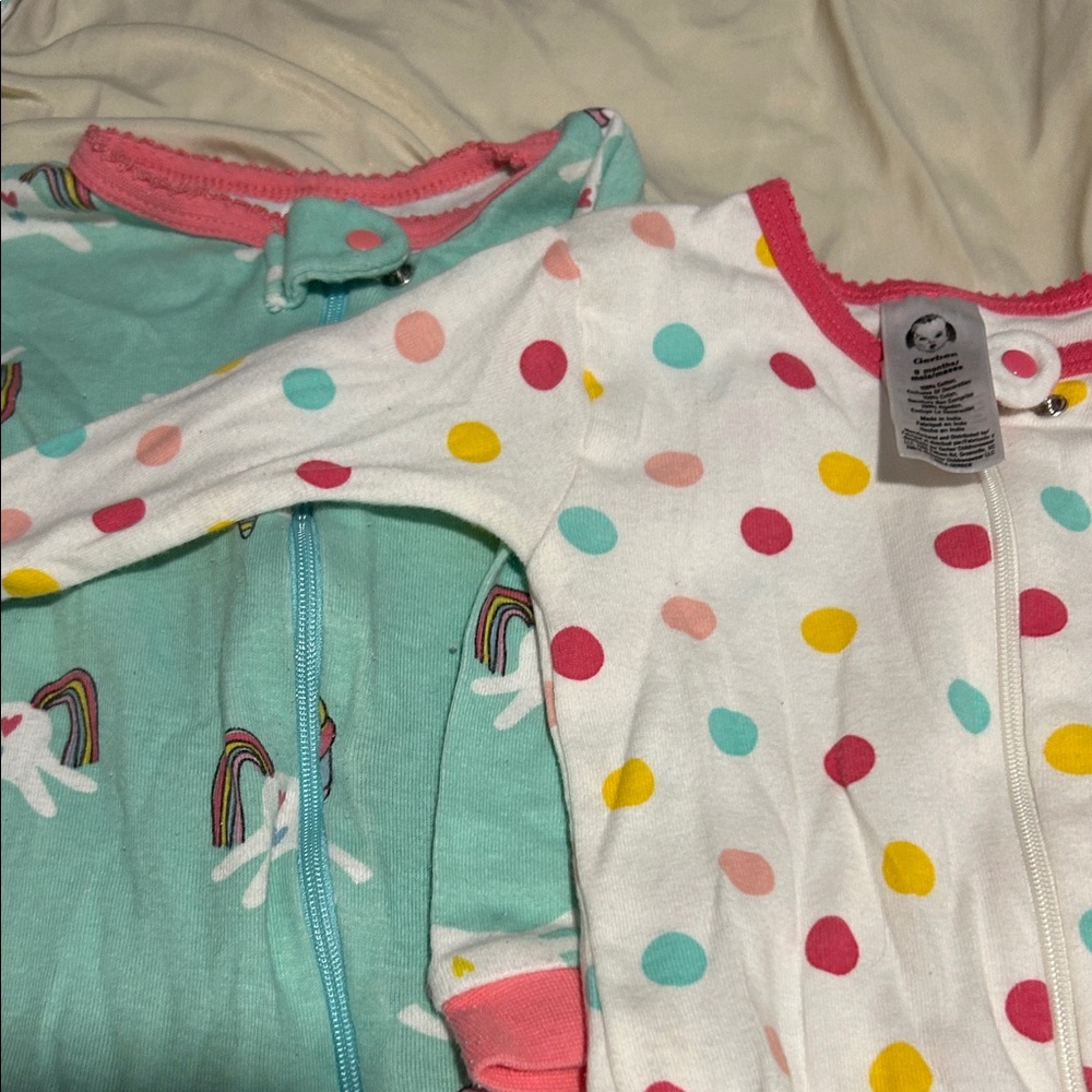 Gerber Baby Onesie with Pink and Yellow Polka Dots